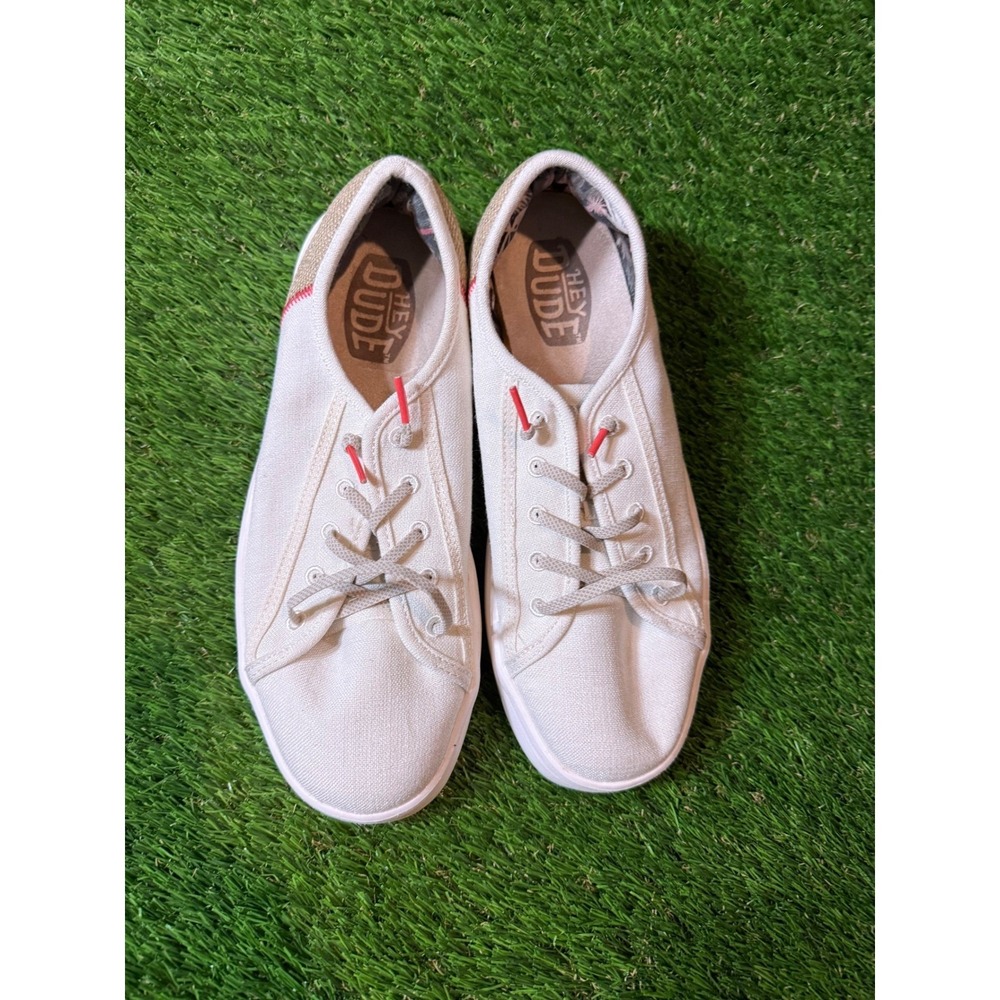 Hey Dude Wally Sox Canvas Lace Up Shoes‎ White Men's Size 10